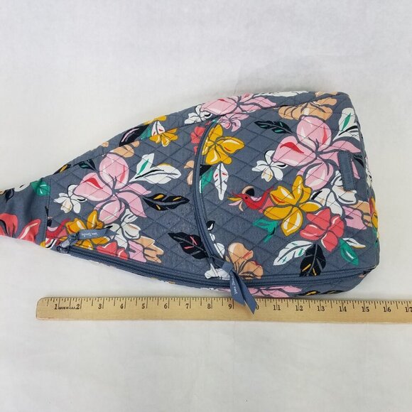 Vera Bradley Essential Sling Backpack Coastal Paradise Grey Crossbody Bag Zip Up - Picture 14 of 16